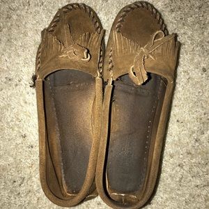 Tan/Brown Minnetonka moccasins size 10